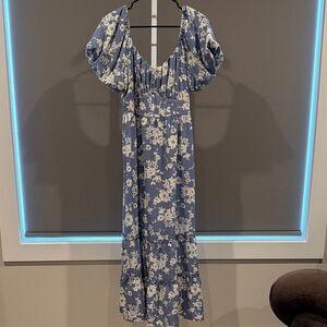 Inspired Hearts Blue and White Floral Maxi Dress